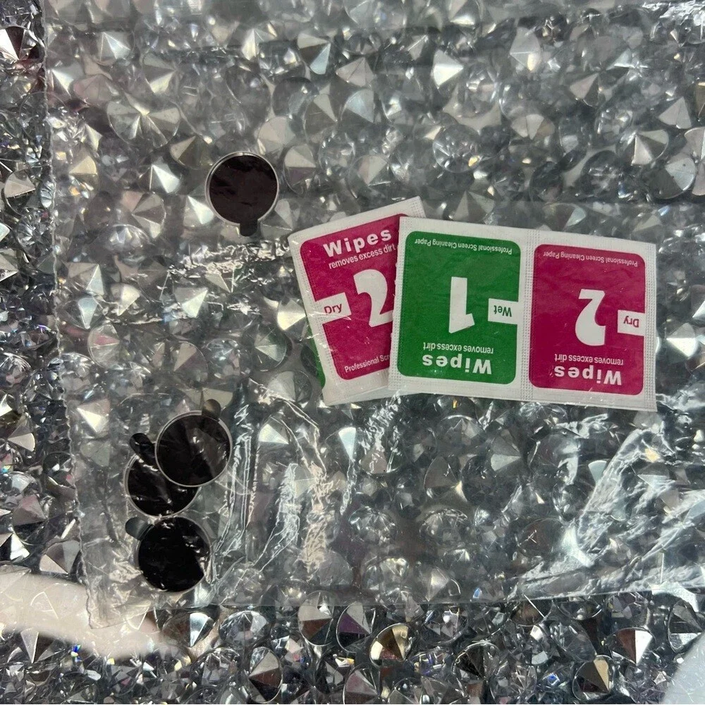 Rhinestone i-Phone camera covers sparkly  - Silver & Black